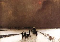 Fleury Chenu The Stragglers Impression of Snow oil painting image
